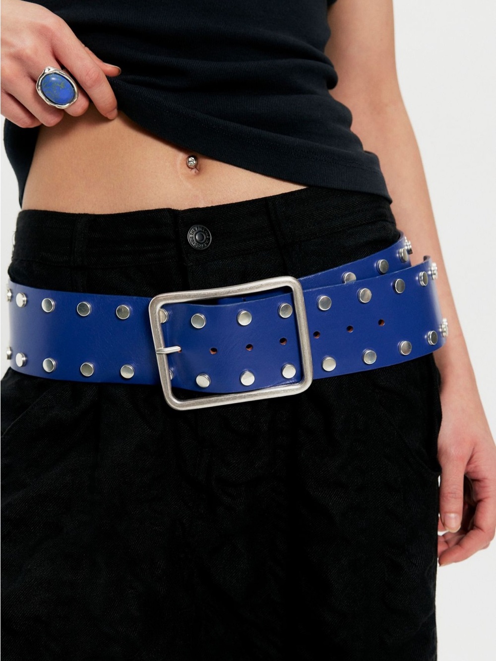 NWT Free People Hex Hip Belt in Navy Baby